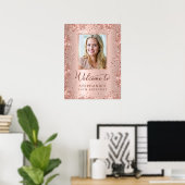 バラゴールドフォイルグリッター30thバースデーフォトウェルカム ポスター (ホームオフィス)