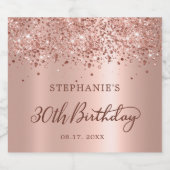 バラゴールドフォイルグリッター30th誕生日モノグラム スパークリングワインラベル (シングルラベル)