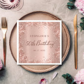 バラゴールドフォイルグリッター50th誕生日モノグラム スタンダードカクテルナプキン