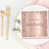 バラゴールドフォイルグリッター50th誕生日モノグラム スタンダードカクテルナプキン