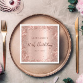 バラゴールドフォイルグリッター80th誕生日モノグラム スタンダードカクテルナプキン