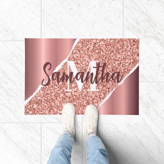 バラゴールドフォイルグリッター ドアマット (室内)