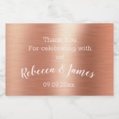 バラゴールドフォイルサンキュー結婚式の引き出物 リキュールボトルラベル (シングルラベル)