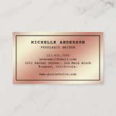 バラゴールドフォイルシック型タイプライタープロフェッショナルライター 名刺 (裏面)