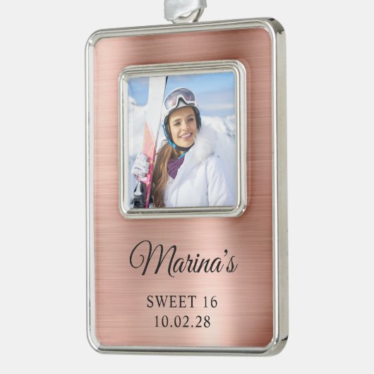 バラゴールドフォイルスウィート16写真 シルバープレートフレームオーナメント (左)