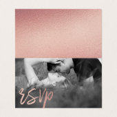 バラゴールドフォイルスクリプトダブルフォトRSVPカード 名刺 (外部フラット)