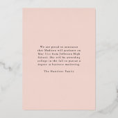 バラゴールドフォイルスクリプト卒業発表 箔招待状 (裏面)