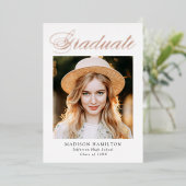 バラゴールドフォイルスクリプト卒業発表 箔招待状 (立ち正面)