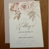 バラゴールドフォイルダスティピンク赤面フローラ結婚ズ 箔招待状