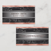 バラゴールドフォイルトリム | 黒大理石シルバーメタリック 名刺 (正面/裏面)