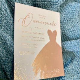 バラゴールドフォイルドレエレガントスキンセアニェラパーティー 箔招待状