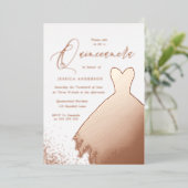 バラゴールドフォイルドレエレガントスキンセアニェラパーティー 箔招待状 (立ち正面)