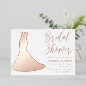 バラゴールドフォイルドレスシルエットブライダルシャワー 箔招待状 (立ち正面)