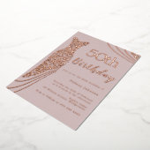 バラゴールドフォイルドレスピエレガントンク50誕生日 箔招待状 (回転した状態)