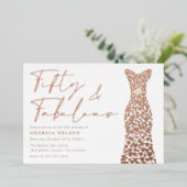 バラゴールドフォイルドレスフィフティ&ファブ50誕生日 箔招待状 (立ち正面)