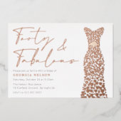 バラゴールドフォイルドレスフォーティーン&ファブ40th誕生日 箔招待状 (正面)