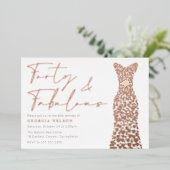 バラゴールドフォイルドレスフォーティーン&ファブ40th誕生日 箔招待状 (立ち正面)