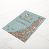 バラゴールドフォイルドレス21と素晴らしい21歳の誕生日 箔招待状 (回転した状態)