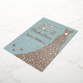 バラゴールドフォイルドレス50と素晴らしい50誕生日 箔招待状 (回転した状態)