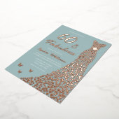 バラゴールドフォイルドレス60と素晴らしい60誕生日 箔招待状 (回転した状態)