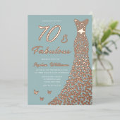 バラゴールドフォイルドレス70 & Fabuous 70誕生日 箔招待状 (立ち正面)