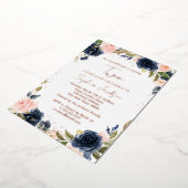 バラゴールドフォイルネイビー赤面2nd女の子誕生日フォイル 箔招待状 (回転した状態)