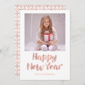 バラゴールドフォイルハッピーニューイヤーのフォトカード シーズンカード (正面/裏面)