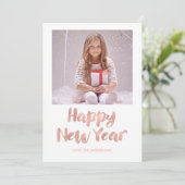バラゴールドフォイルハッピーニューイヤーのフォトカード シーズンカード (スタンド正面)