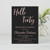 バラゴールドフォイルハロー40四歳の誕生日パーティー 招待状 (スタンド正面)