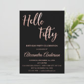 バラゴールドフォイルハロー50五十歳の誕生日パーティー 招待状 (スタンド正面)