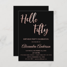 バラゴールドフォイルハロー50五十歳の誕生日パーティー 招待状