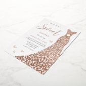 バラゴールドフォイルハートドレスバタフライスウィート16 箔招待状 (回転した状態)