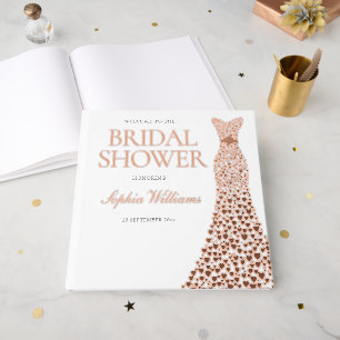 バラゴールドフォイルハートドレスブライダルシャワー ゲストブック