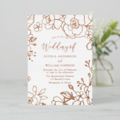 バラゴールドフォイルバラ離れ金ゴールド結婚ズ 箔招待状 (立ち正面)