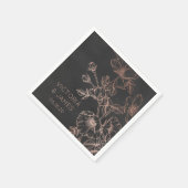 バラゴールドフォイルパーソナライズされたフローラ結婚ズ スタンダードカクテルナプキン (角)