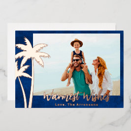 バラゴールドフォイルパームツリークリスマスフォトカード 箔シーズンカード