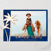 バラゴールドフォイルパームツリークリスマスフォトカード 箔シーズンカード (正面)