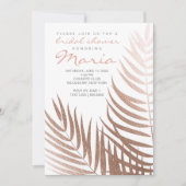 バラゴールドフォイルパーム葉ブライダルシャワー 招待状 (正面)