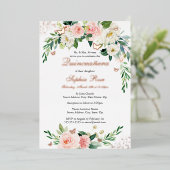 バラゴールドフォイルピンクフローラキンセアニェラ 箔招待状 (立ち正面)