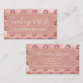 バラゴールドフォイルピンクリップメイクアップアーティスト 名刺 (正面/裏面)