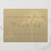 バラゴールドフォイルフレシア結婚式招待状 箔招待状ポストカード (正面)