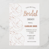 バラゴールドフォイルフローラエレガントブライダルシャワー 箔招待状 (正面)