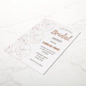 バラゴールドフォイルフローラエレガントブライダルシャワー 箔招待状 (回転した状態)