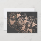 バラゴールドフォイルフローラコイ結婚式日付を保存 セーブザデート (裏面)