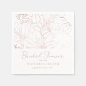 バラゴールドフォイルフローラブライダルシャワー スタンダードカクテルナプキン (正面)