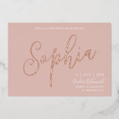 バラゴールドフォイルブライダルシャワー 箔招待状 (正面)