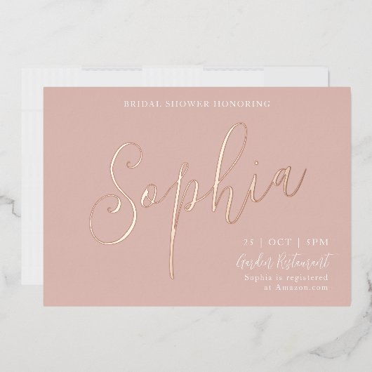 バラゴールドフォイルブライダルシャワー 箔招待状 (封筒)