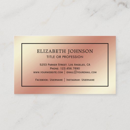 バラゴールドフォイルブラックフェザーヴィンテージクイルペン 名刺 (裏面)