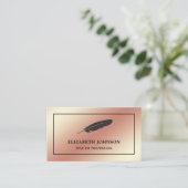 バラゴールドフォイルブラックフェザーヴィンテージクイルペン 名刺 (スタンド正面)