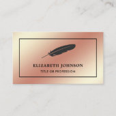 バラゴールドフォイルブラックフェザーヴィンテージクイルペン 名刺 (正面)